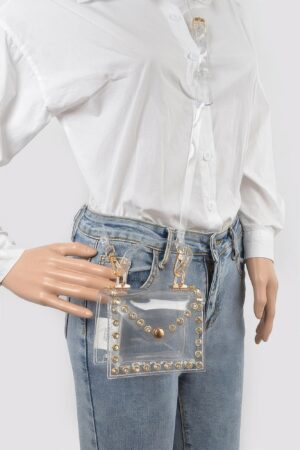 Clear PVC Rhinestone-Stud Mini Bag