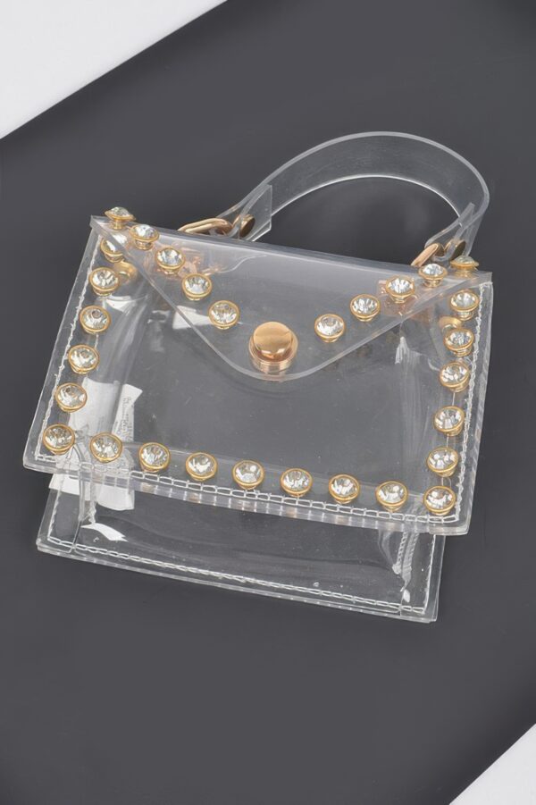 Clear PVC Rhinestone-Stud Mini Bag