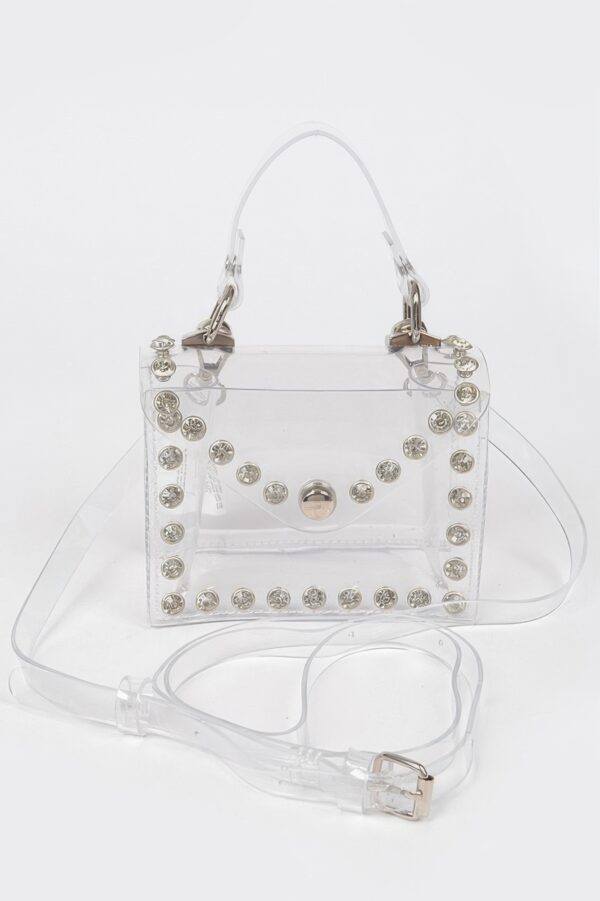 Clear PVC Rhinestone-Stud Mini Bag
