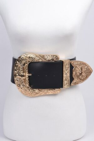 Plus Size Wide Belt with Oversized Metal Buckle