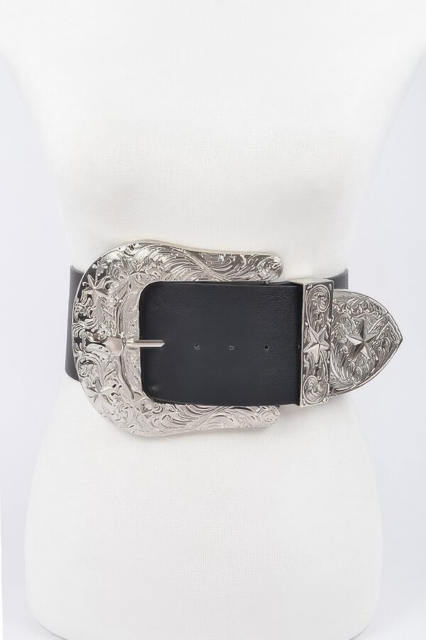Plus Size Wide Belt with Oversized Metal Buckle