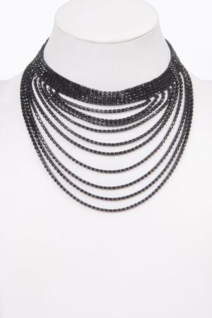 Layered Rhinestone Necklace – Cascading Sparkle Strands