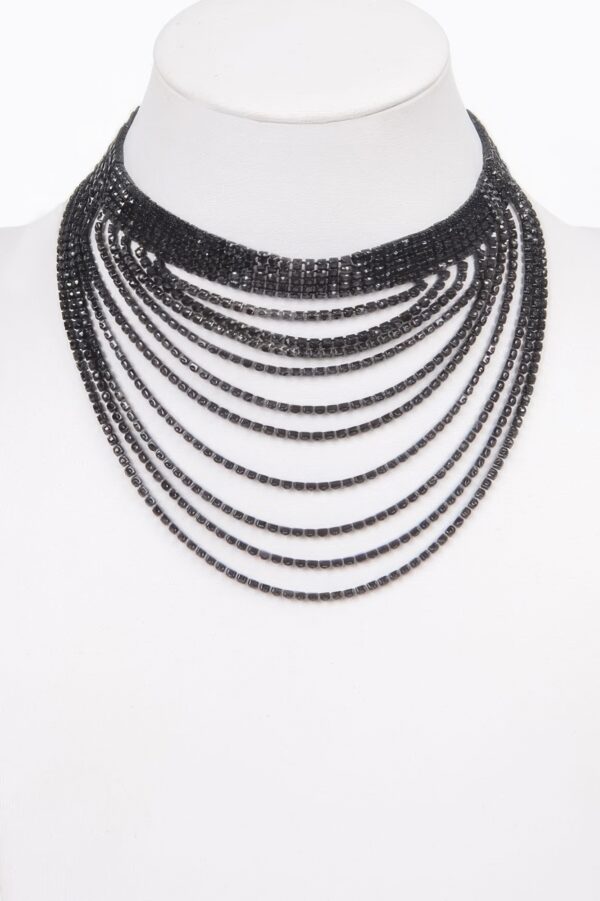 Layered Rhinestone Necklace – Cascading Sparkle Strands