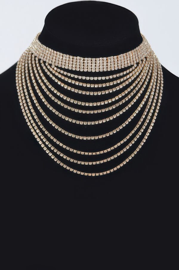 Layered Rhinestone Necklace – Cascading Sparkle Strands