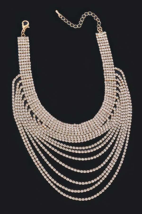 Layered Rhinestone Necklace – Cascading Sparkle Strands