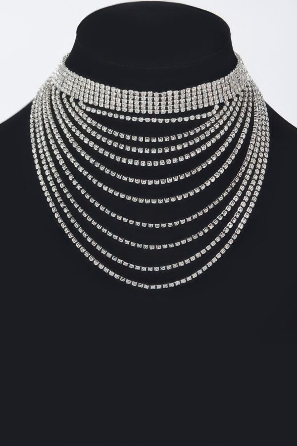 Layered Rhinestone Necklace – Cascading Sparkle Strands