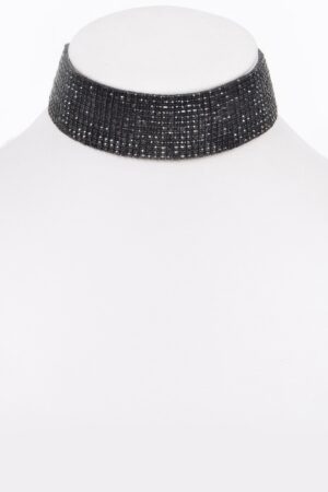 Round Rhinestone Choker Necklace – Adjustable Sparkle