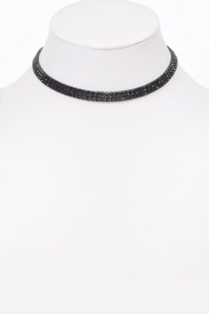 Circle Rhinestone Slim Party Choker Necklace