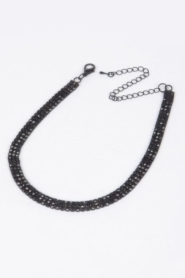 Circle Rhinestone Slim Party Choker Necklace