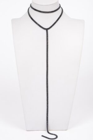 Long Choker Necklace with Rhinestone Chain