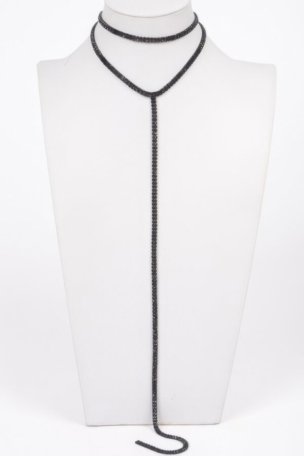 Long Choker Necklace with Rhinestone Chain
