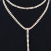 Long Choker Necklace with Rhinestone Chain