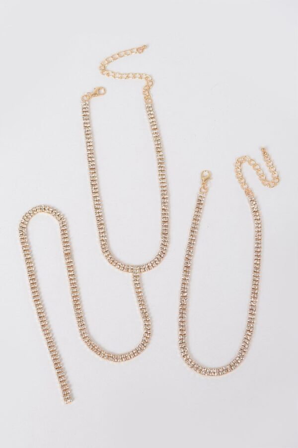 Long Choker Necklace with Rhinestone Chain