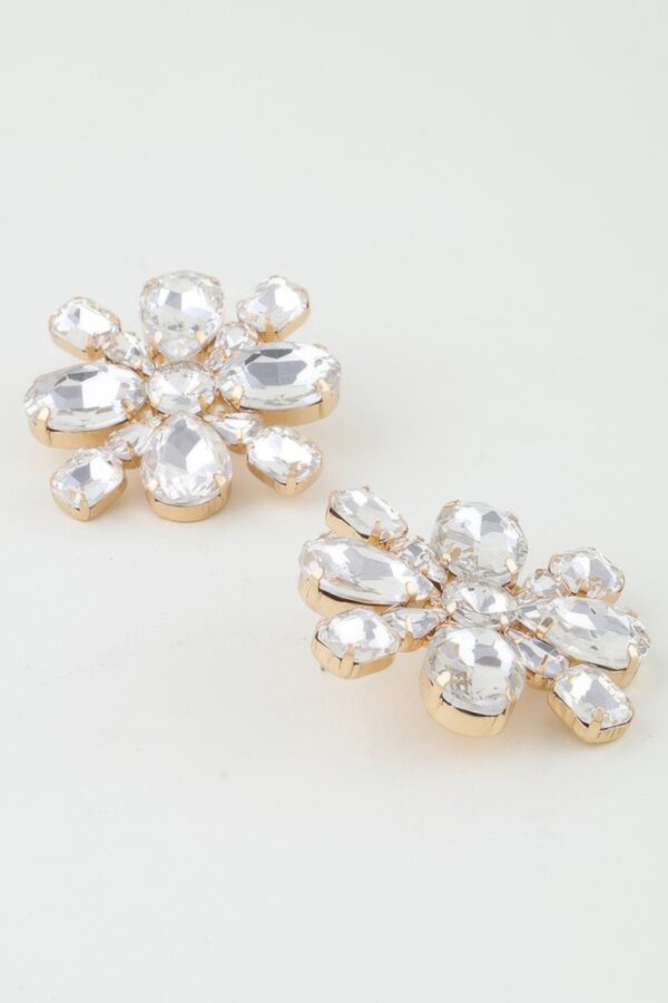 Bejeweled Flower Stud Earrings – Multi-Cut Rhinestones