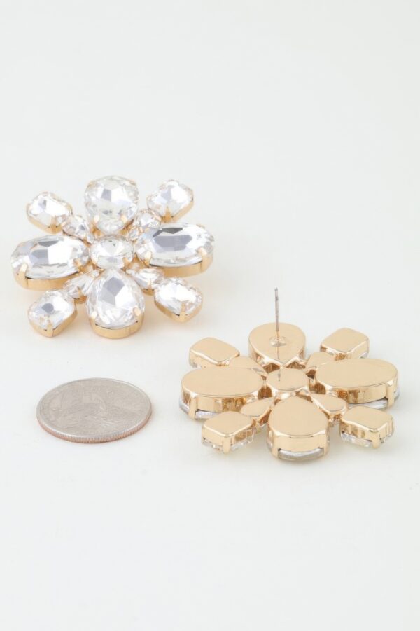 Bejeweled Flower Stud Earrings – Multi-Cut Rhinestones