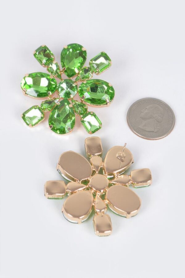 Bejeweled Flower Stud Earrings – Multi-Cut Rhinestones