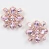 Bejeweled Flower Stud Earrings – Multi-Cut Rhinestones