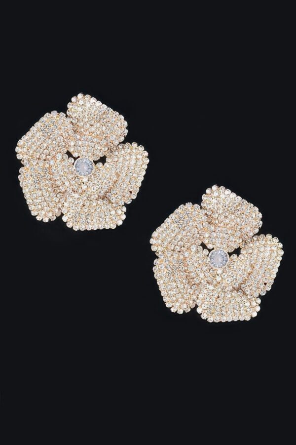 Rhinestone Flower Stud Earrings – Sparkling Floral
