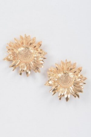 Metal Flower Stud Earrings – Layered Petals