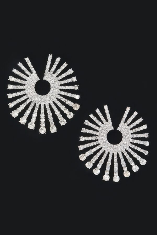 Rhinestone Fan Circle Earrings – Sparkling Fan Design