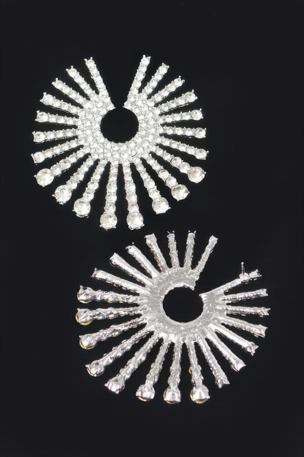 Rhinestone Fan Circle Earrings – Sparkling Fan Design
