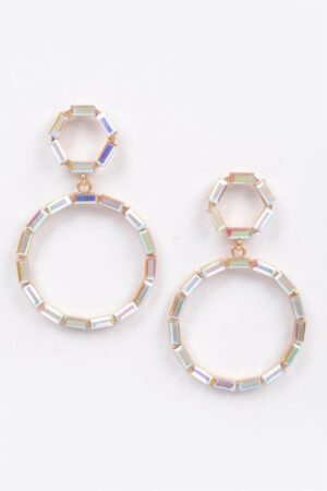 Double Circle Dangle Rhinestone Earrings – Sparkling Drop