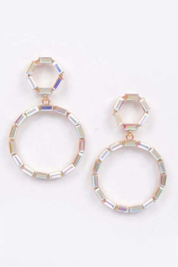 Double Circle Dangle Rhinestone Earrings – Sparkling Drop