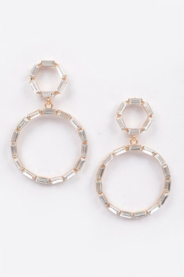 Double Circle Dangle Rhinestone Earrings – Sparkling Drop