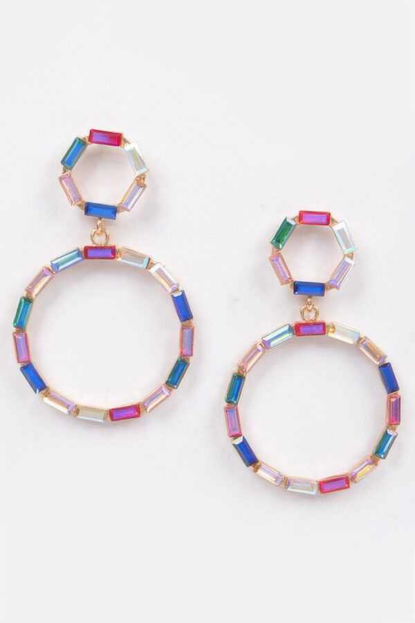 Double Circle Dangle Rhinestone Earrings – Sparkling Drop