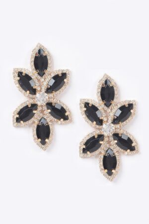 Rhinestone Drop Earrings – Layered Curved Design