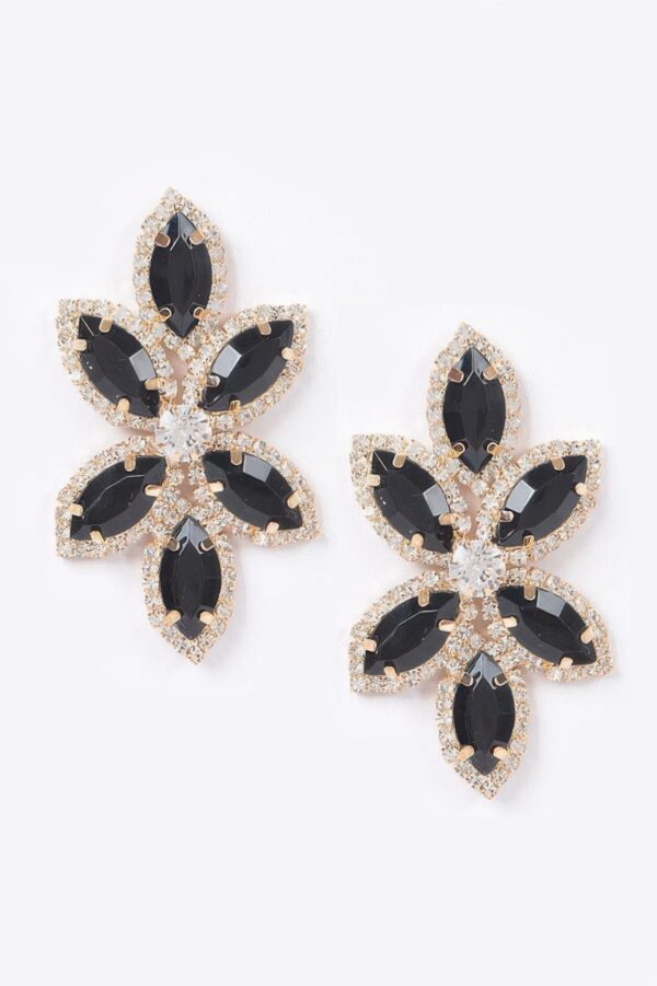 Rhinestone Drop Earrings – Layered Curved Design