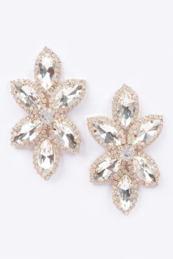 Rhinestone Drop Earrings – Layered Curved Design