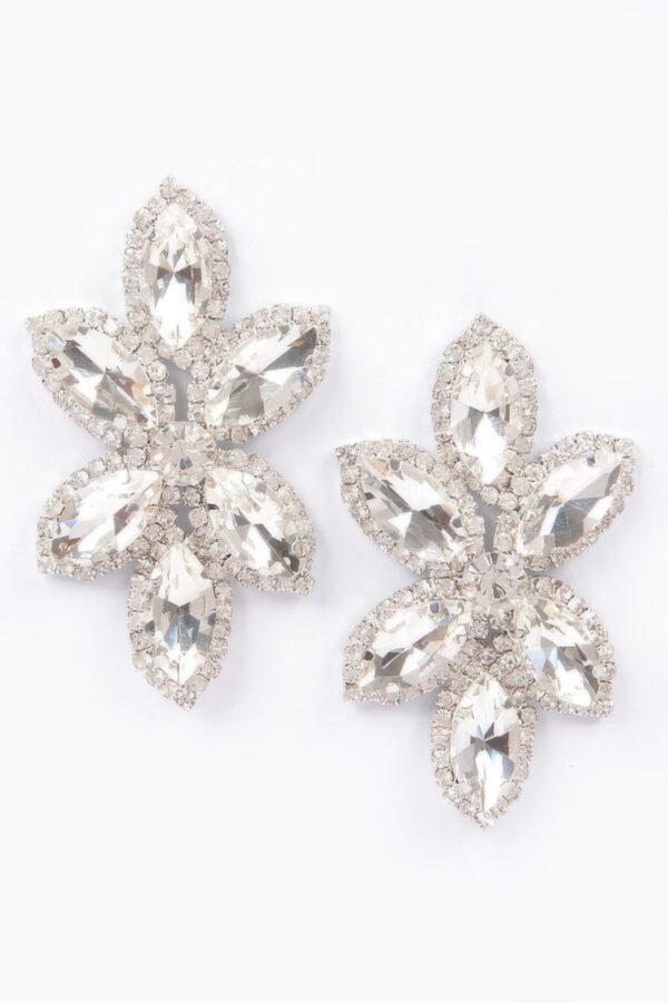 Rhinestone Drop Earrings – Layered Curved Design