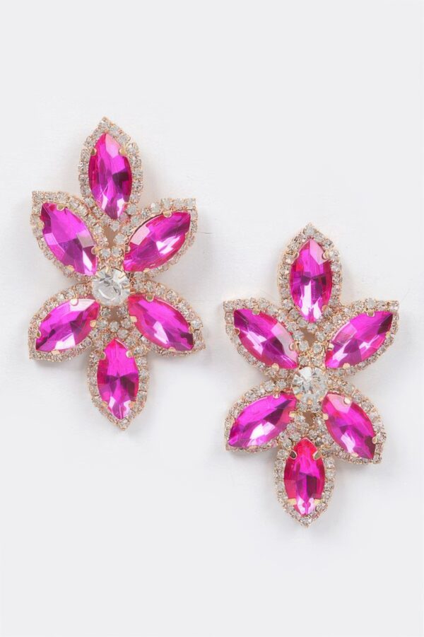 Rhinestone Drop Earrings – Layered Curved Design