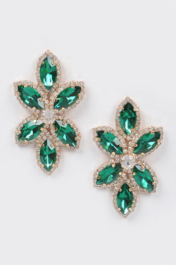 Rhinestone Drop Earrings – Layered Curved Design