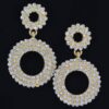 Rhinestone Dangle Earrings – Polished Metal