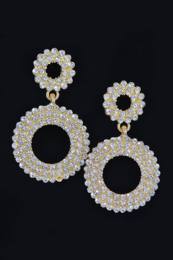 Rhinestone Dangle Earrings – Polished Metal