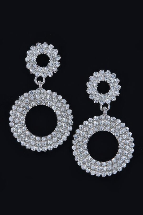 Rhinestone Dangle Earrings – Polished Metal