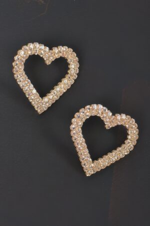 Heart Rhinestone Button Earrings – Sparkling Heart Studs