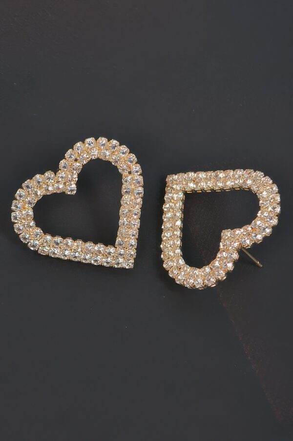 Heart Rhinestone Button Earrings – Sparkling Heart Studs