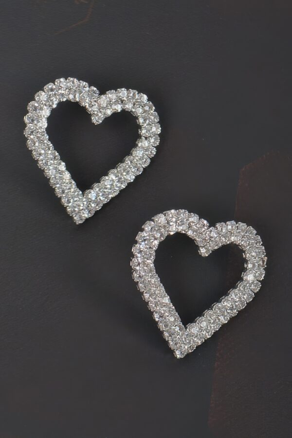 Heart Rhinestone Button Earrings – Sparkling Heart Studs