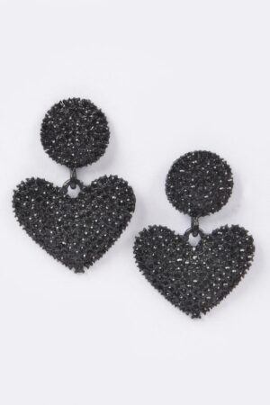 Heart Rhinestone Dangle Earrings – 1.25 x 2 in