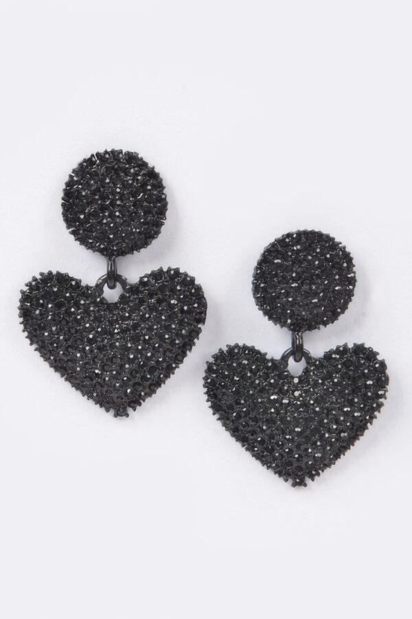 Heart Rhinestone Dangle Earrings – 1.25 x 2 in