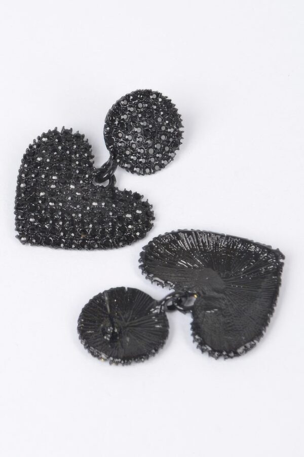 Heart Rhinestone Dangle Earrings – 1.25 x 2 in