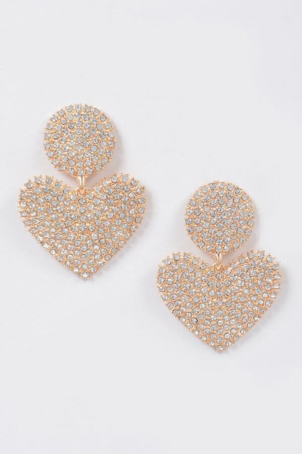 Heart Rhinestone Dangle Earrings – 1.25 x 2 in