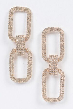 Double-Rectangle Rhinestone Drop Earrings