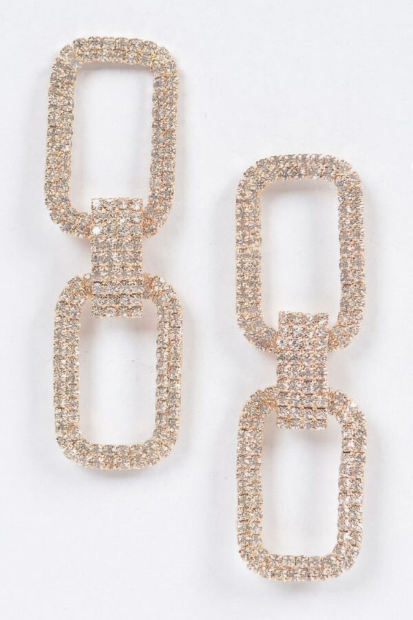 Double-Rectangle Rhinestone Drop Earrings
