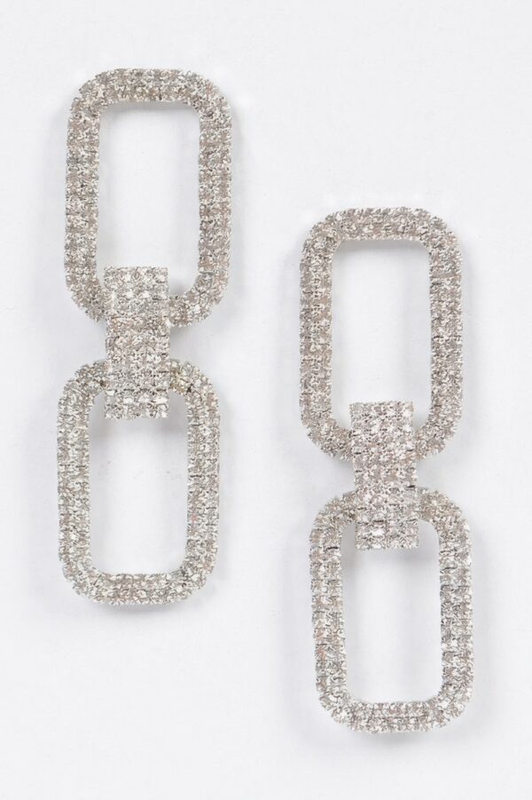 Double-Rectangle Rhinestone Drop Earrings