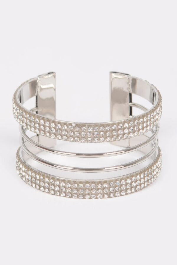 Rhinestone Metal Cuff Bracelet – Polished Open Cuff