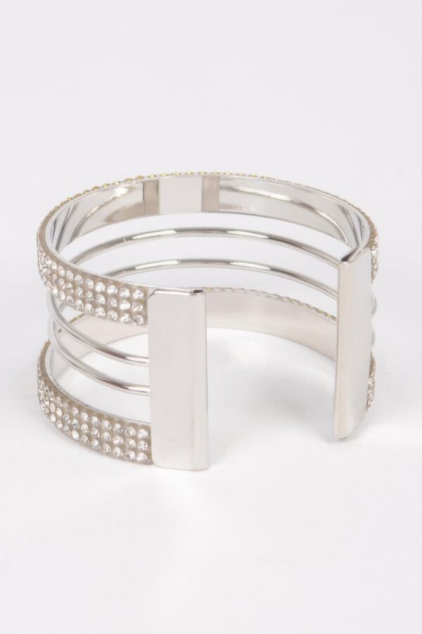 Rhinestone Metal Cuff Bracelet – Polished Open Cuff